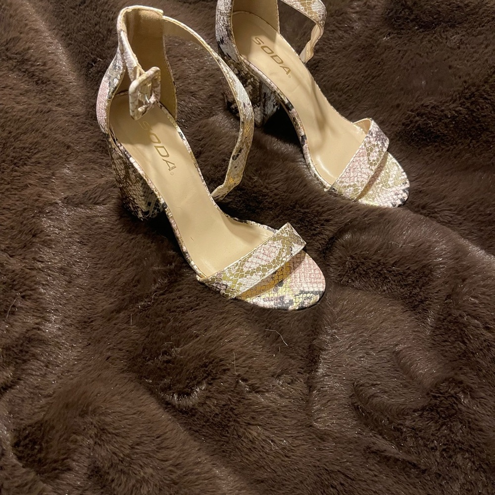 Soda Women's Multicolor Snakeskin Heels